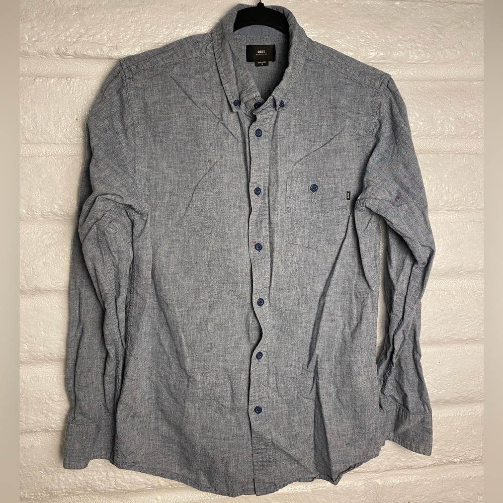 Obey Chambray Button up shirt Sz S